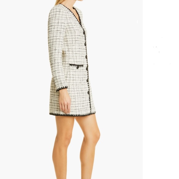 NWT $698 Veronica Beard Palatine Check Long Sleeve Dress WHITE/ BLACK - size 10! - Picture 3 of 8